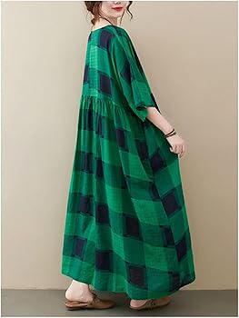 COEL ギンガムチェックレースワンピース　グリーン　マキシ　M　ヨンア　緑 COEL ギンガムチェックレースワンピース グリーン マキシ M